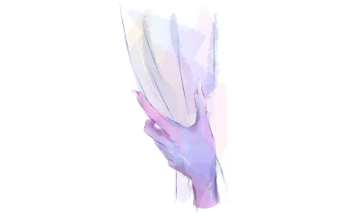 A hand drawing a curtain aside.
