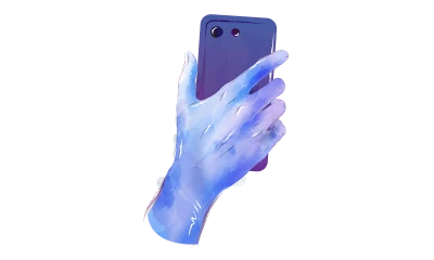 A hand holding a phone with its back to the viewer.