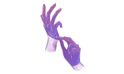 A hand pulling on a long glove.