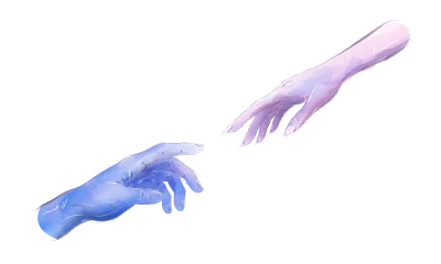 Two hands reaching toward each other.