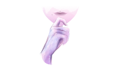 A woman's chin resting on her curled hand.