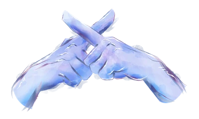 Two hands crossing their index fingers.