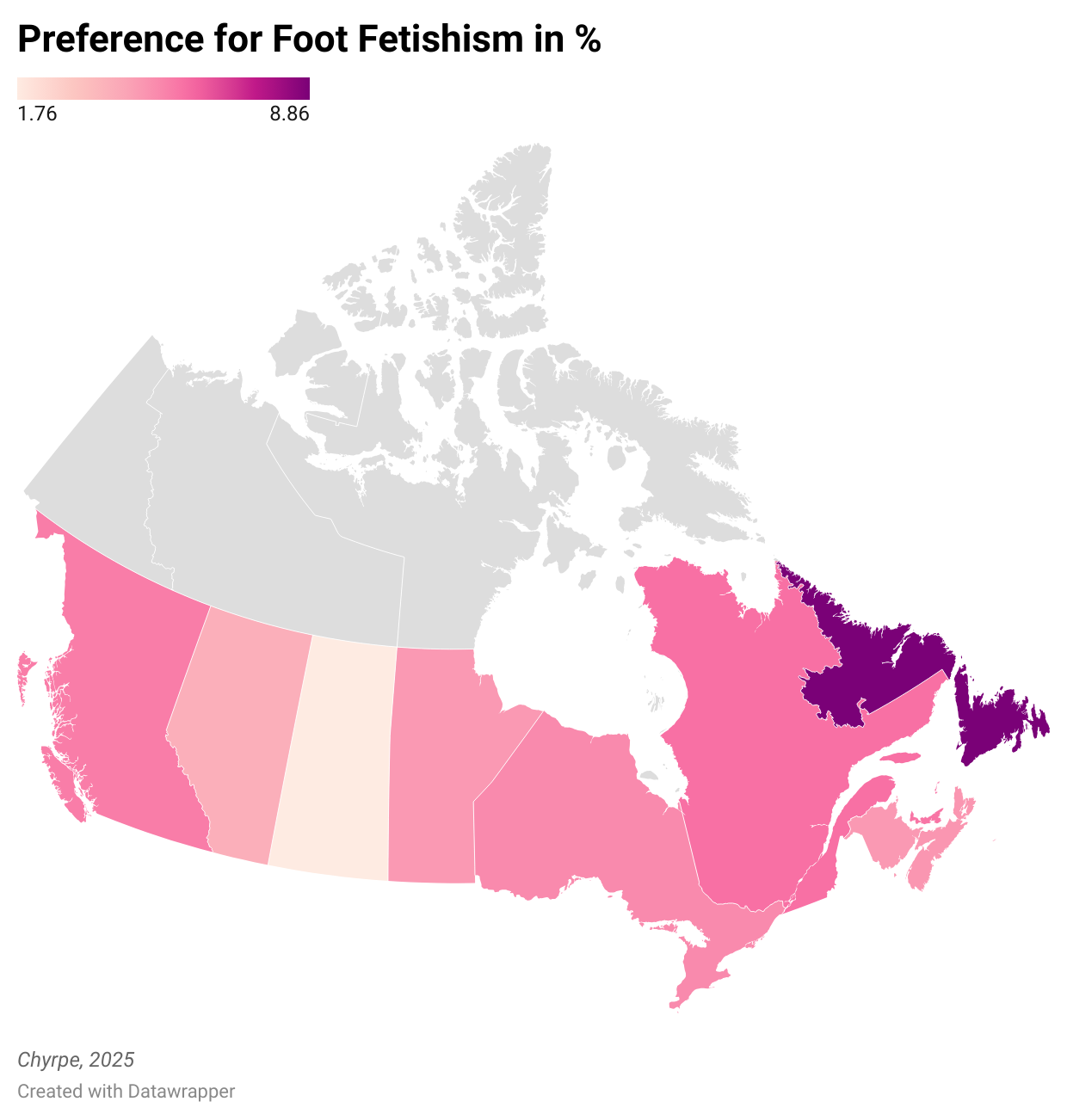 Fußfetischismus in Kanada, Daten von Chyrpe 2025